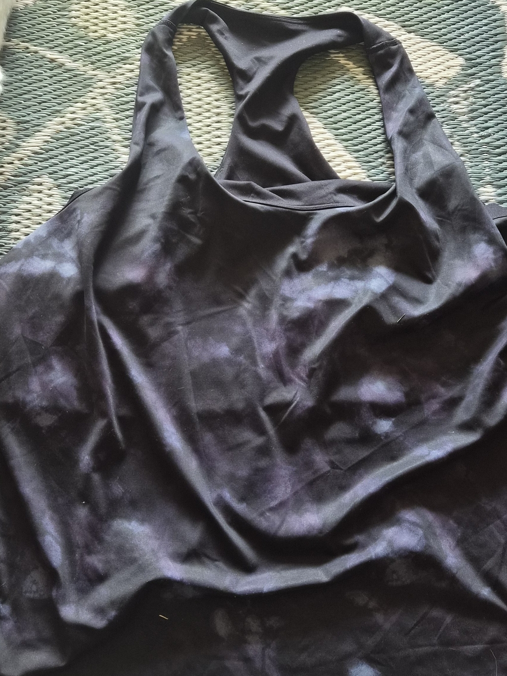 Old Navy Black Tank Top with Subtle Purple Tie-Dye